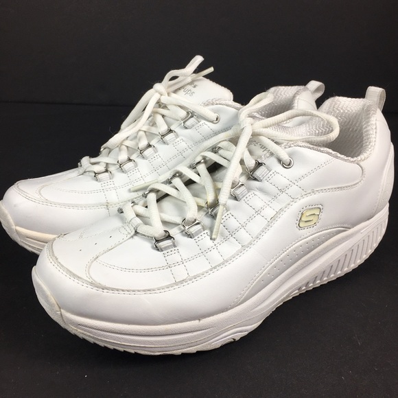 Skechers Shape Ups White Leather Fitness Toning Running Shoes Sz 9.5 12321 - Picture 2 of 9